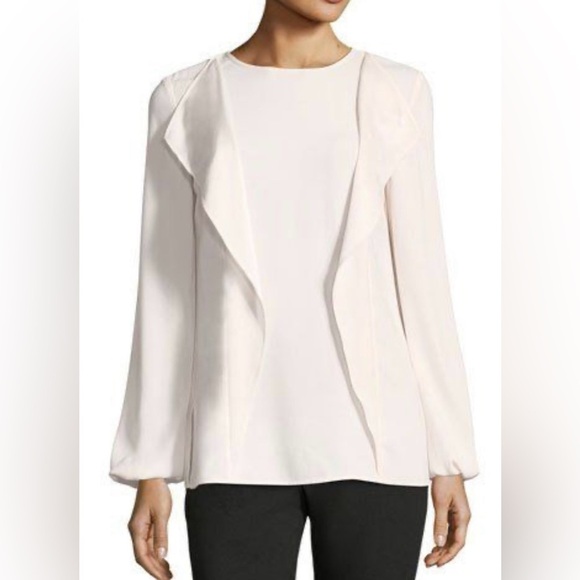 St. John Tops - ST. JOHN Blush Pink Blouse Draped Front Size M Long sleeve Quiet Luxury